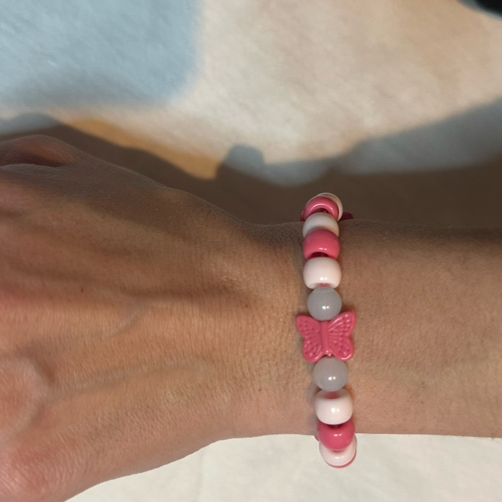 Handmade Beaded Butterfly Bracelet Maryposa candy pink orange purple 🦋